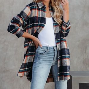 LAST CALL BEFORE DONATION - Vici Pocketed Plaid Shacket